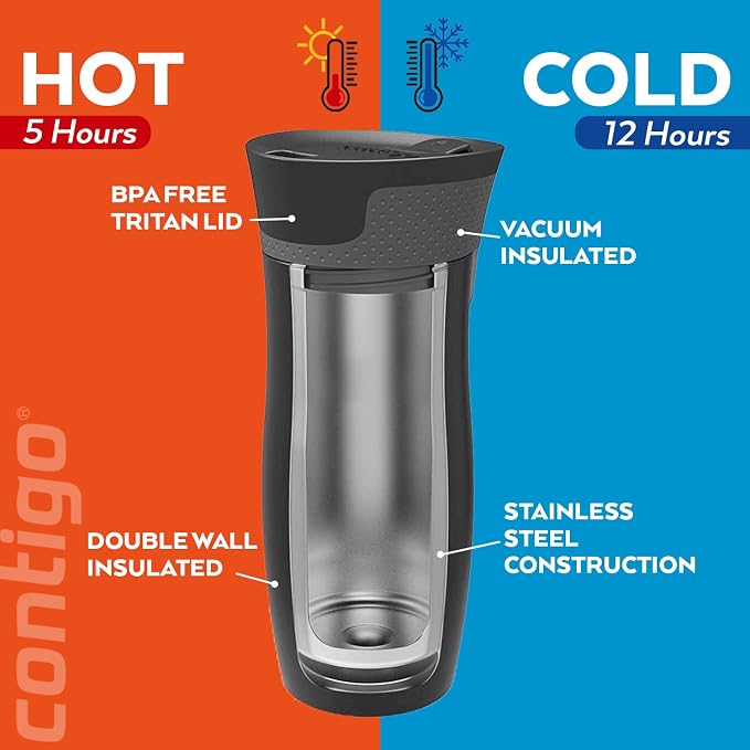 Contigo West Loop Autoseal Travel Mug, Stainless Steel Thermal Mug, Vacuum Flask, Leakproof Tumbler, Coffee Mug with BPA-Free Easy-Clean Lid - Image 2