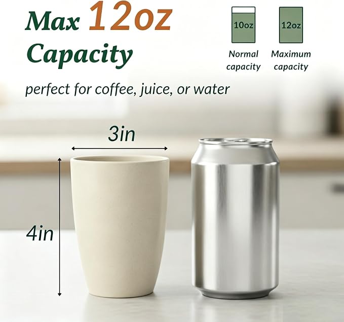 Homienly Water Cups Wheat Straw Drinking Glasses Cups 12oz Unbreakable Cups,Microwave and Dishwasher Safe Cup Set,6 PCS Stackable Cups for Kitchen,Camping-Colorful - Image 3