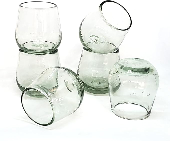 Clear 6 oz Roly Poly Glasses (set of 6), Recycled Glass, Lead-free, Toxin-Free (6 oz Roly Poly) - Image 3