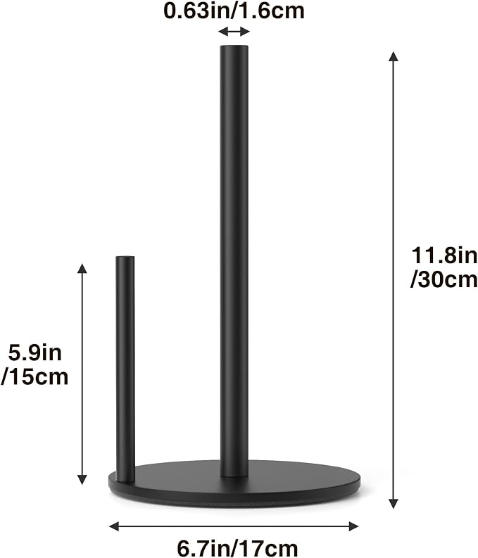 Paper Towel Holder Black, Premium Stainless Steel Kitchen Roll Dispenser, Countertop Roll Organizer with Weighted Base - Image 5