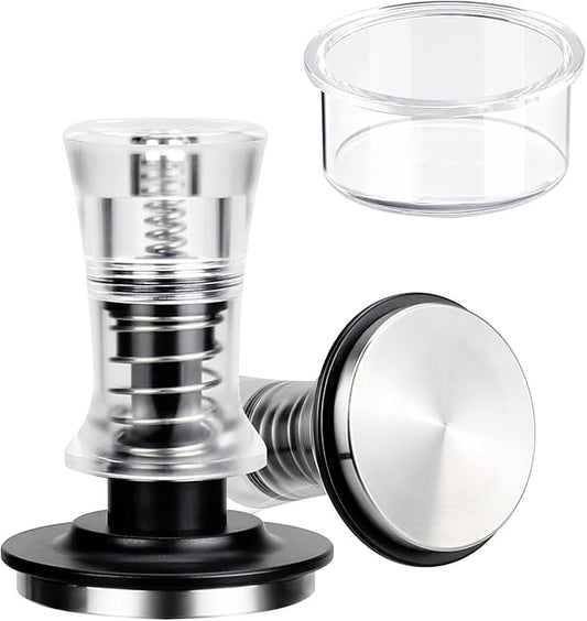 58mm Dual Spring Espresso Tamper – 30lb Calibrated Coffee Tamper with Clear Handle & Observation Bowl – Barista-Grade, Self-Leveling Design for 58mm Portafilters