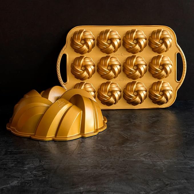 Nordic Ware NW 95577 75th Anniversary Braided Rope Bundt Cake Pan, Gold 12 Cup Capacity - Image 20