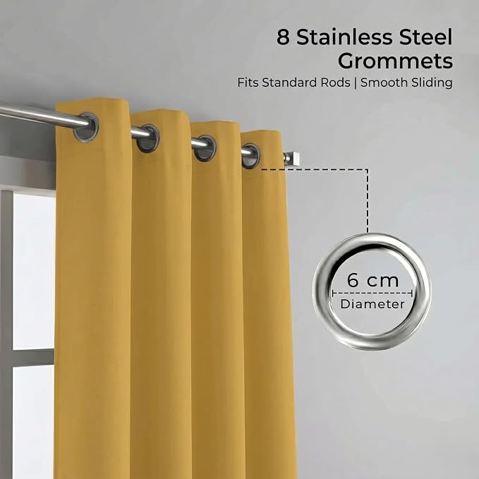 Urban Villa Cotton Grommet Curtains 50x84 (2 Panels) Yellow - Image 4