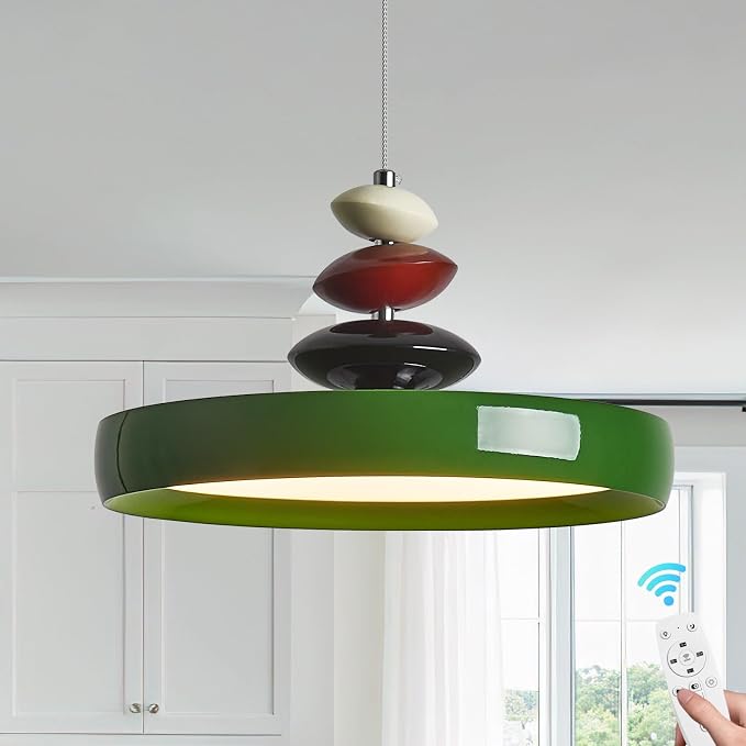 Modern Pendant Lights,Green 12" LED Pendant Lighting Fixture with Remote Control Dimmable 3 Color Mode & Brightness, Adjustable Hanging Lamp for Kitchen Dining Room Bedroom Kitchen Island by Unknown