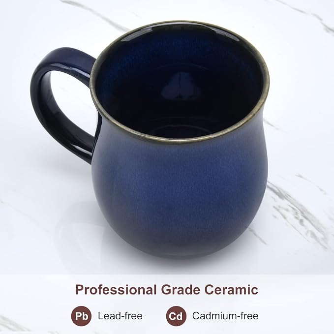 20 Oz Large Ceramic Coffee Mugs with Handle(Starry Blue) | 600ml Handmade Tea Cup for Office and Home, Microwave and Dishwasher Safe, Mug for Hot Cold Drinking - Image 4
