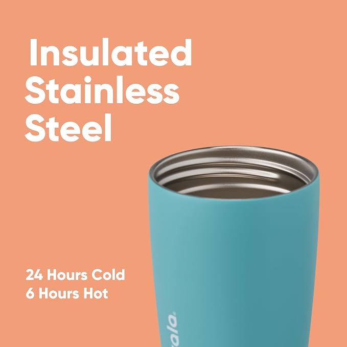 Owala SmoothSip Slider Insulated Stainless Steel Coffee Tumbler, Reusable Iced Coffee Cup, Hot Coffee Travel Mug, BPA Free 12 oz, Grey/Blue (Beachy Breeze) (Pack of 8) - Image 4