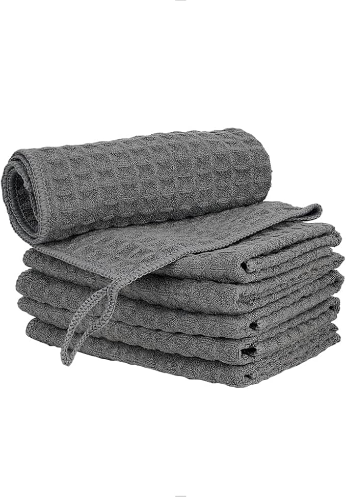 watchget 6 Pack Microfiber Espresso Barista Cleaning Towels, Dark Grey | Professional 12"x12" Lint-free Rags; Highly Absorbent Cleaning Towels for Espresso Steam Wands & Coffee Bar Counters by watchget