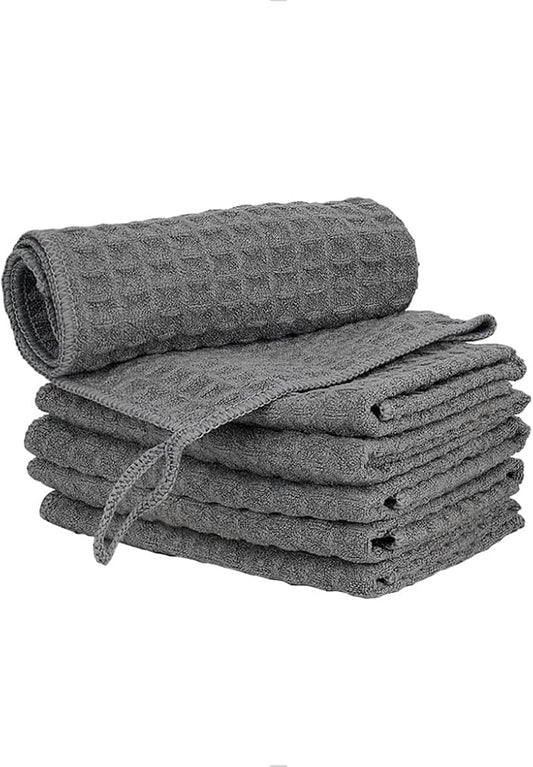 watchget 6 Pack Microfiber Espresso Barista Cleaning Towels, Dark Grey | Professional 12"x12" Lint-free Rags; Highly Absorbent Cleaning Towels for Espresso Steam Wands & Coffee Bar Counters by watchget