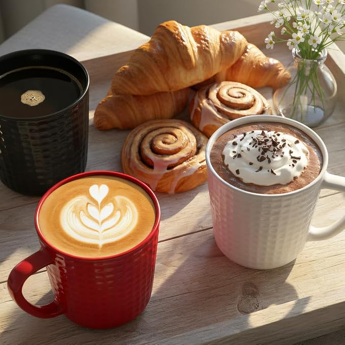 Large Coffee Mugs, 20 oz Ceramic Coffee Cups with Handle, 2PCS, Red | Porcelain Big Tea Cups for Office and Home, Latte Cocoa, Microwave & Dishwasher Safe, Lead-Free, Wedding & Housewarming Gift - Image 7