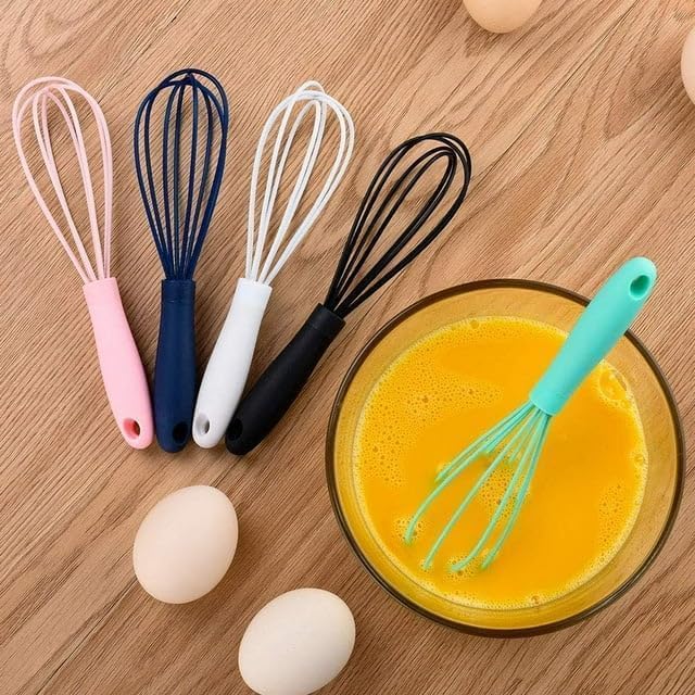 1Pc White Mini Silicone Whisks,6.7inch Non Scratch Non-Stick Whisk,Milk and Egg Beater Blender,Hand Egg Mixer,Kitchen Whisks for Cooking, Baking, Mixing,Stirring,Kitchen and Dining,Cooking Utensils