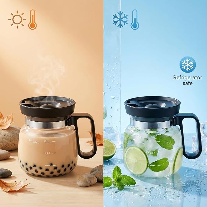 Coffee Pot Mug with Lid, 16oz Glass Mini Coffee Pot Cup, Heat-Resistant Clear Travel Mug, Spill-Resistant Novelty Coffee cup for Office Desk & Coffee Lovers gift - Image 8