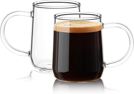 Glass Espresso Cups Set of 2, 5.4 oz Clear Espresso Shots Cup with Handle, Small Coffee Cups Glasses Mugs, Demitasse Cups, Cappuccino Cup, Suit for Espresso Machine, Microwave Dishwasher Safe by Unknown