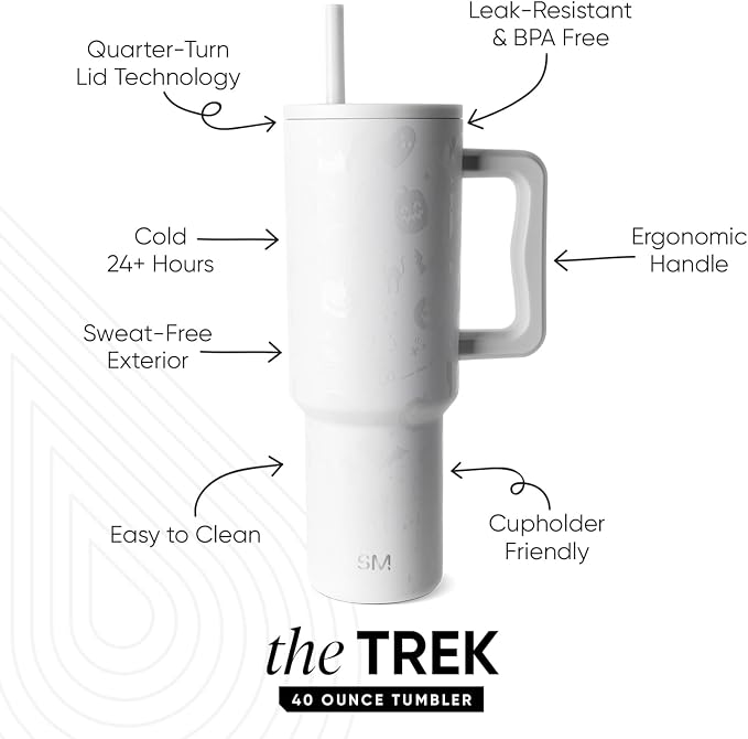 Simple Modern Halloween Tumbler with Handle | 40oz | Skeletons | Trek Tumbler, Travel Mug | Insulated Water Bottle, Cupholder Friendly, Stainless Steel Cup, Spooky Mix - Image 2