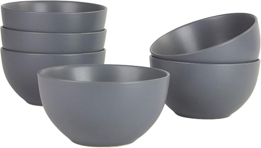 10 Strawberry Street Wazee Matte 5.5"/16oz Cereal Bowl, Set of 6, Charcoal Gray by 10StrawberryStreet