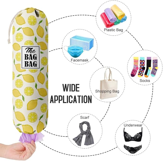 C-1 Lemon Grocery Bags Holder & Organizer - Wall Mount Plastic Bags Storage Container Dispenser - Kitchen Gifts For Women, Family & Friends - Image 4