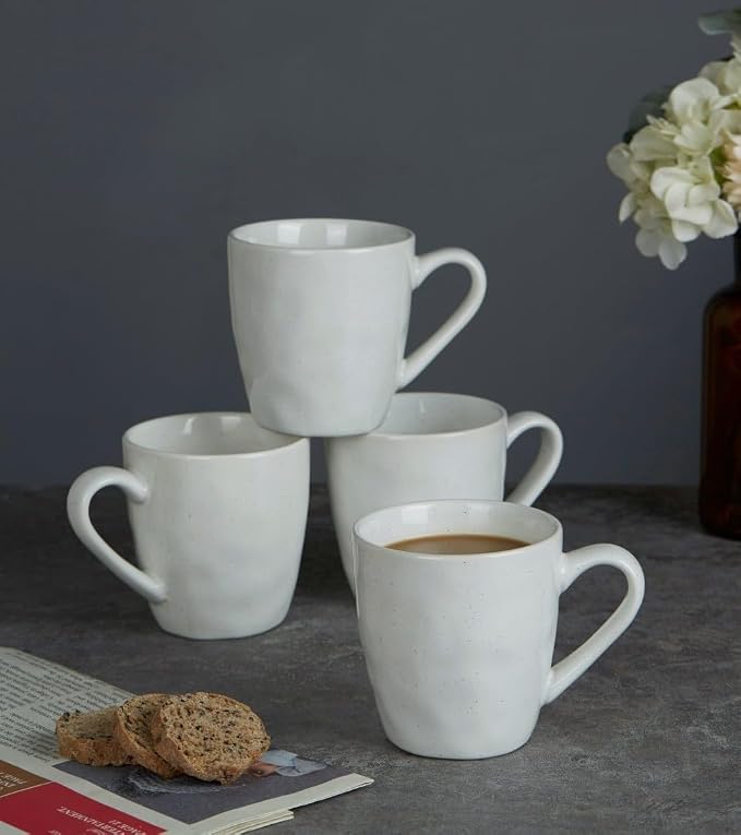 famiware Mars 4 Pieces Coffee Mug, 14oz Tea Mug, Catering Mugs with Handle for Coffee, Tea, Cocoa, Milk, White - Image 4