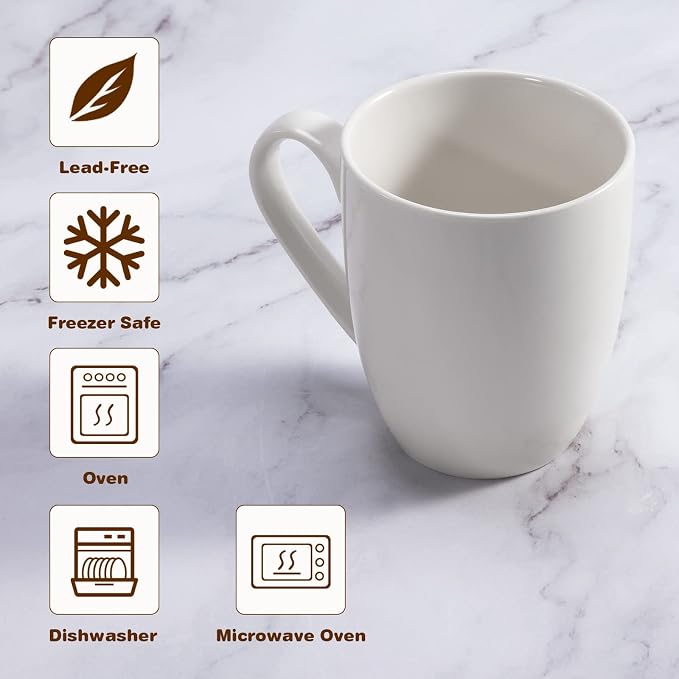 Urbanstrive 16 oz Large Coffee Mugs Ceramic Coffee Mug White Coffee Cups Tea Cups Idea Gift for Women Men House Warming Gifts New Home Office, White 1 Pack - Image 5