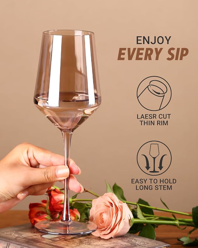 comfit Smokey Gray/Grey Wine Glasses Set of 6-14 oz Gray Kitchen Accessories, Unfading Color, Hand-blown Colored Wine Glasses - Gifts for Lovers, Mother's Day, Wedding, Birthday Gifts - Image 5