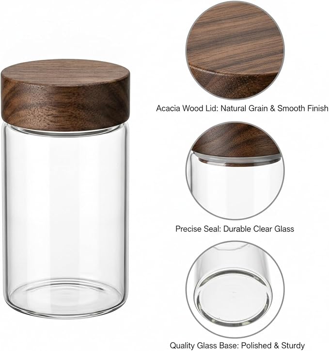 Clear Glass Storage Jar with Acacia Wood Lid - Kitchen Canister for Pantry Organization, Countertop Display, and Dry Food Storage - Image 6
