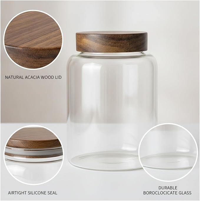 Store Dry Pantry Staples in This Borosilicate Glass Jar with Acacia Wood Lid - Image 6