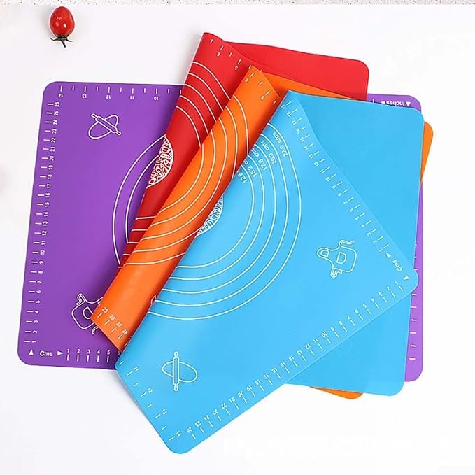 Silicone Rolling Mat 30x40cm Non- With Measurements(Purple) | Rolling Mat Dough, Bread and Pizza, Reusable Kitchen Tool Home Bakers, Blue - Image 3