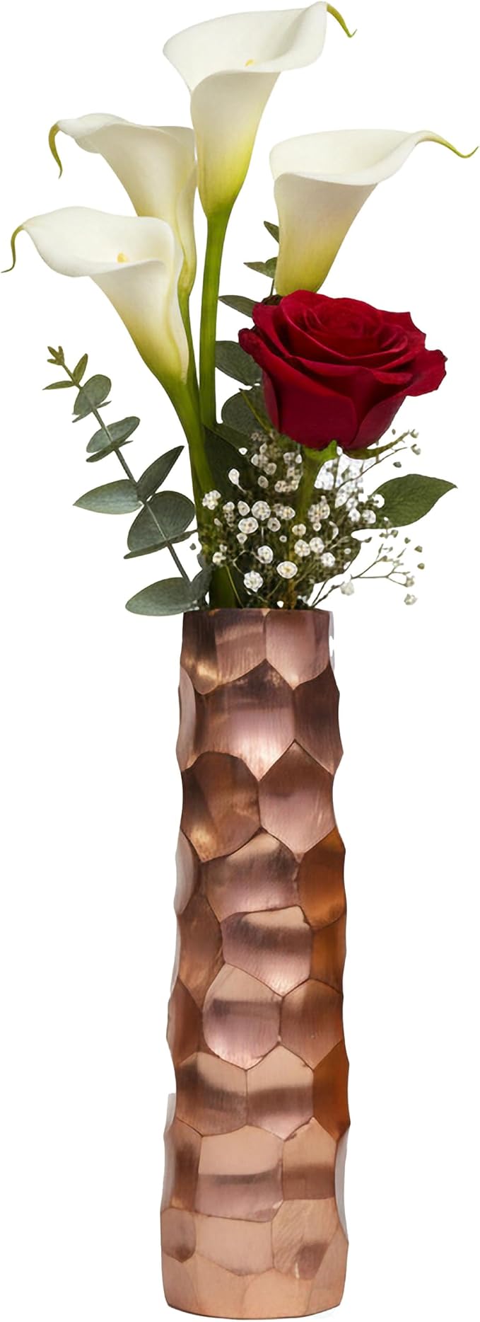 Large Decorative Modern Metal Honeycomb Design Table Flower Vase in Gold, 15-Inch Height, Stylish Contemporary Centerpiece for Dining Room, Living Room by Uniquewise