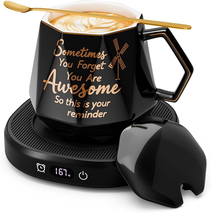 Coffee Mug Warmer Set Smart Electric Cup Candle Warmer for Desk Office | You're Awesome Mug Warmer Set, Desk Tea Beverage Heater Plate, 4 Temperature Setting & 8H Auto Shut Off, Women Birthday Gifts by SmartTool%E2%80%A2BetterLife