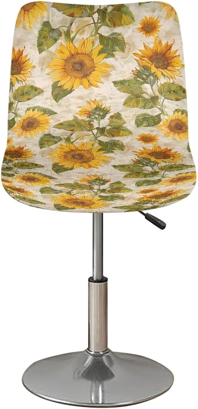 Sunflowers Soft Bar Stool Slipcovers Non Slip Waterproof Bar Stool Chair Covers with Elastic Band for Dining Room Chairs - Image 2