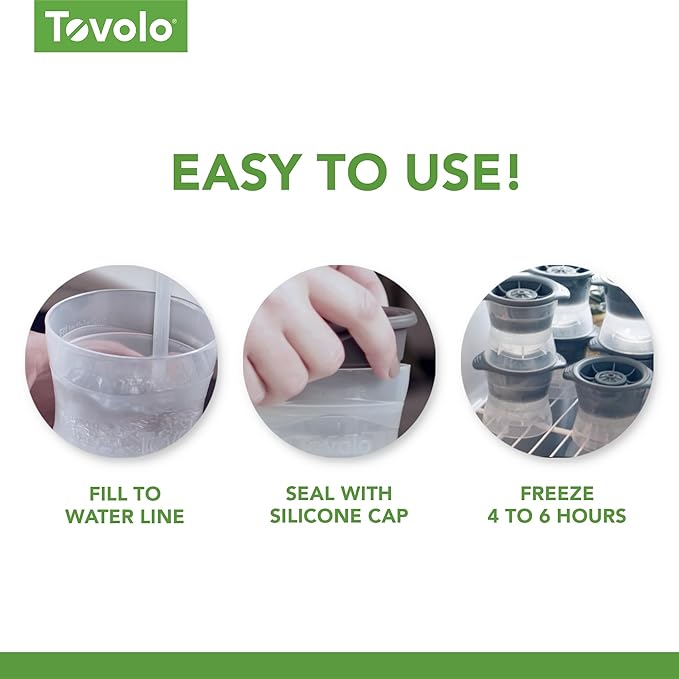 Tovolo Heart Shaped Ice Cubes Mold Pack of 2 Large Craft Ice Molds for Whiskey Bourbon Cocktails, Easy Fill No Leak Silicone Ice Molds Gift for Him Stackable Dishwasher Safe BPA Free Heart Ice