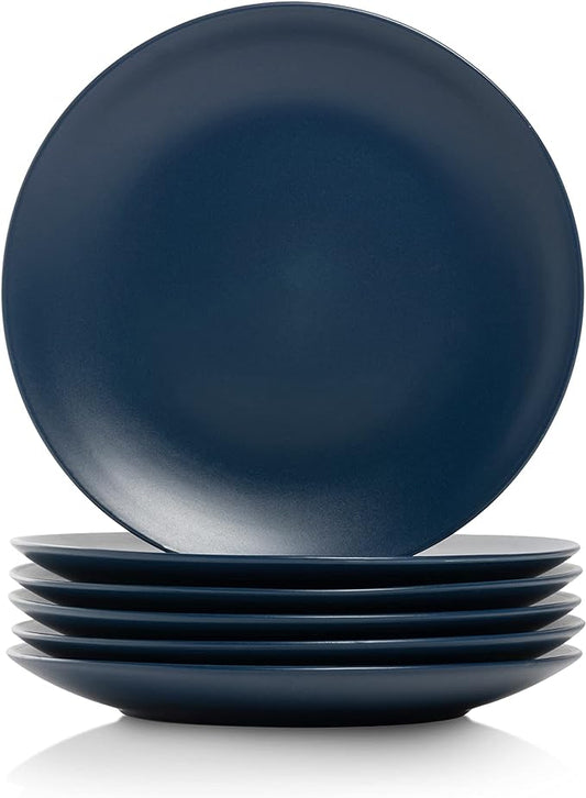 10 Strawberry Street Wazee Matte 8.25" Coupe Salad Plate, Set of 6, Midnight Blue by 10StrawberryStreet