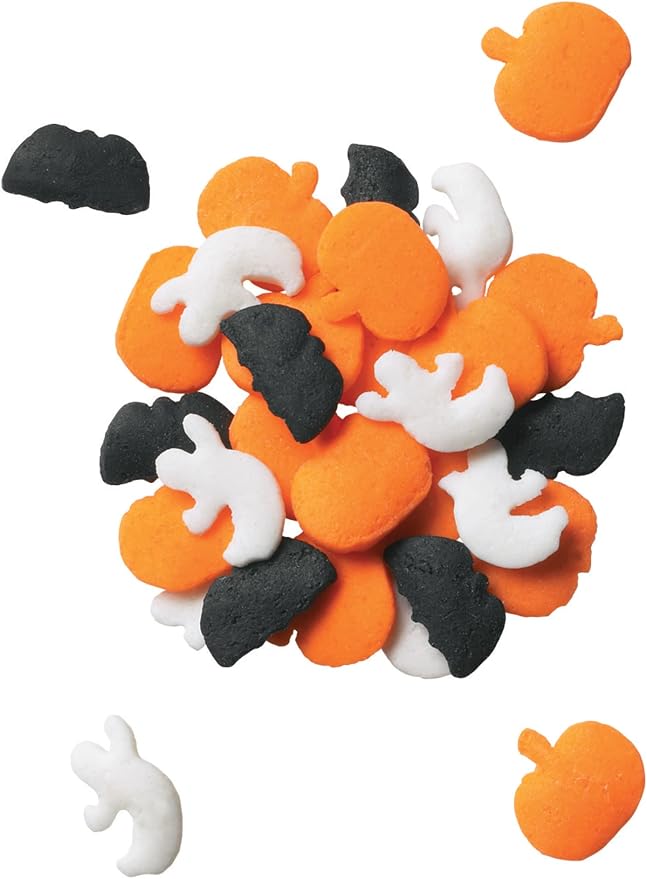 DecoPac Spooky Halloween Edible decorations sprinkles quins, Multicolored - Orange, White and Black, 18 Ounces - Image 2
