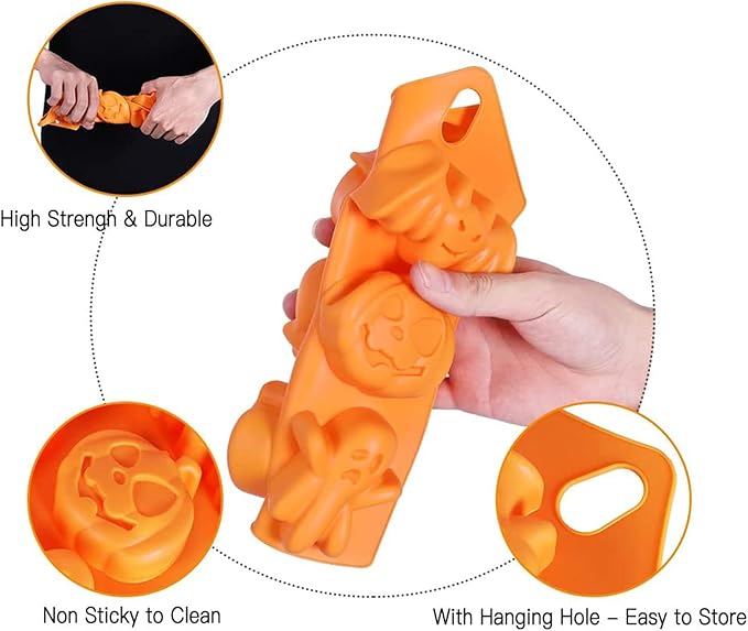 2Pcs Halloween Silicone Cake Mold，Pumpkin Bat Skull Ghost Shape Silicone Candy Chocolate Molds for DIY Cookies Soap Candy Gummy Chocolate Mold Ice Cream Tray for Kitchen DIY Baking Tools…