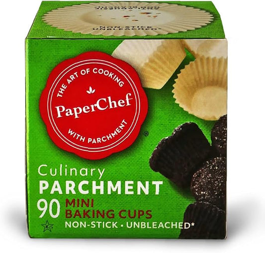 Mini Parchment Baking Cups - Easy Release, Non-Stick Paper - 90 Count | Easy Release, Non-Stick, Unbleached & Compostable – Perfect for Mini Muffins & Cupcakes by PaperChef