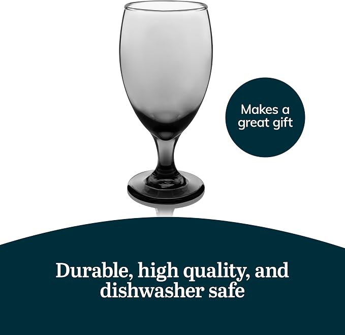 Libbey Classic Smoke Goblet Beverage Glasses, Set Of 6 Timeless Goblet Drinking Glasses - Dishwasher Safe Glass Goblets for Wines, Smoothies & More - Image 5