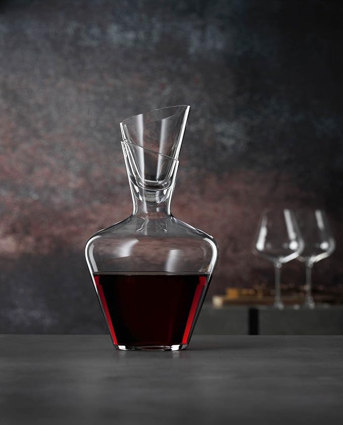 Spiegelau Definition Crystal Wine Decanter with Stopper, Elegant Carafe for Red and White Wine, Modern Glass Pitcher for Wedding Gifts, Housewarming, Home Bar, Hosting, 33 oz (1 L), Set of 1 - Image 3
