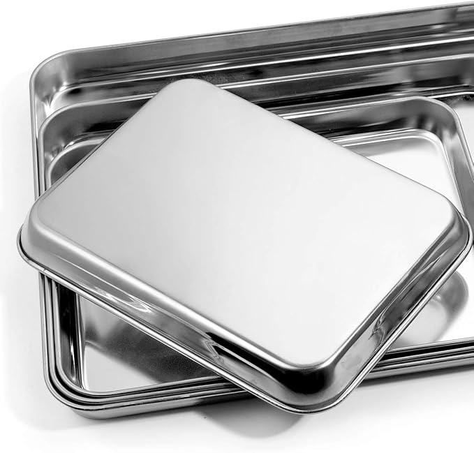 Baking Sheet with Silicone Baking Mat Set, Stainless Steel Cookie Sheet Pan | Baking Pans with Reusable Silicone Mats, Set of 8 (4 Sheets + 4 Mats), 9/10/12/16 inch, Non Toxic & Heavy Duty & Easy Clean - Image 5