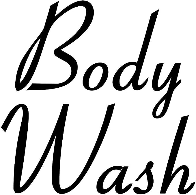 Body Wash 4w x 3.5h Label | Bathroom Organization | Die Cut Vinyl Decal | Black Retro Font (Sticker Only) by MinglewoodTrading