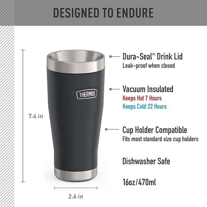 THERMOS ICON SERIES, Stainless Steel Tumbler, Granite, 16 oz (Pack of 4) - Image 2