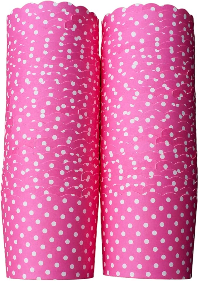 Paper Baking Cups (Polka Dots), Greaseproof Disposable Cupcake Liners (Pink, Large Cups (50-Pack)) by Bake-In-Cup