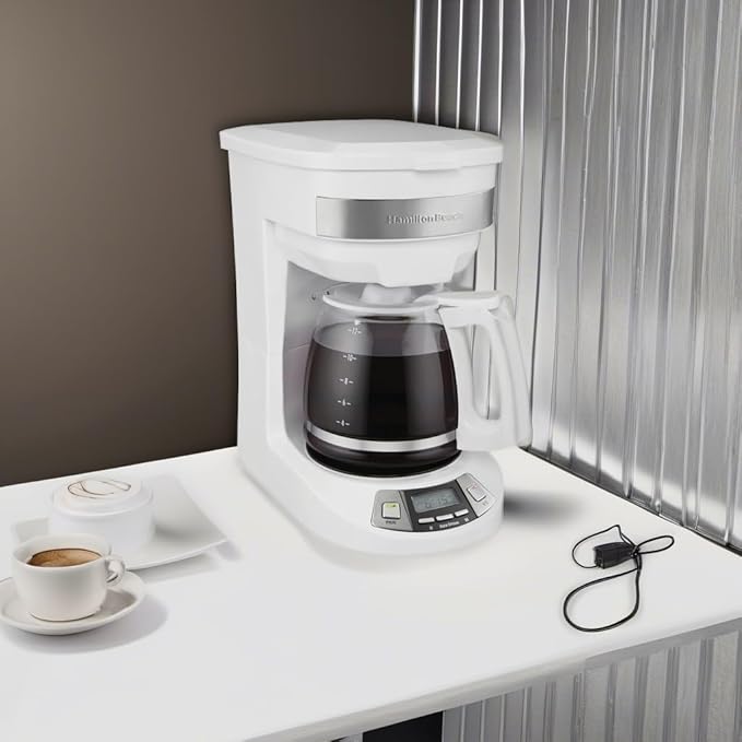 Hamilton Beach 12 Cup Programmable Drip Coffee Maker | Regular & Bold Brew Options | Auto Pause and Pour | Glass Carafe | White | 46294J - Image 5