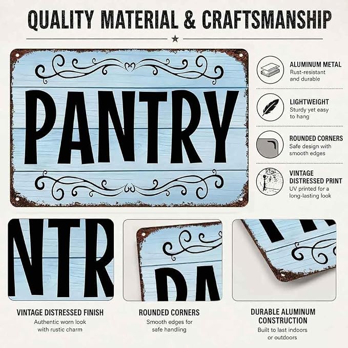 Pantry Aluminum Metal Sign 8 x 12 Inch | Kitchen Decor Accent for Home or Kitchen, Gift Pick: Farmhouse Fans or Home Owners - Image 3