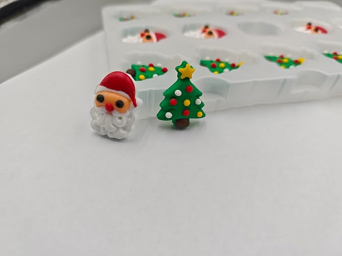 Edible Christmas Themed Sugar Santa Claus cake decorations, Christmas Tree cupcake toppers, perfect Icing Cookies decro for Xmas Gingerbread House, Macaron and Cakecicles Decorating - Image 3