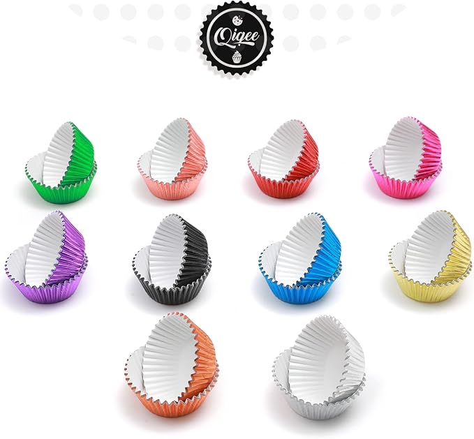 qiqee Foil Cupcake Liners, 500 Count, Standard Size, 10 Colors - Image 2