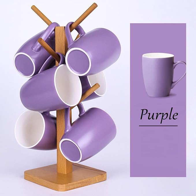Coffee Mugs Set of 6, 12oz Ceramic Coffee Mugs with Handle, Matte Porcelain Purple Coffee Mug for Latte, Tea, Cocoa, Cappuccino, Cups for Women Men for Home Restaurant Mug (Purple) - Image 4