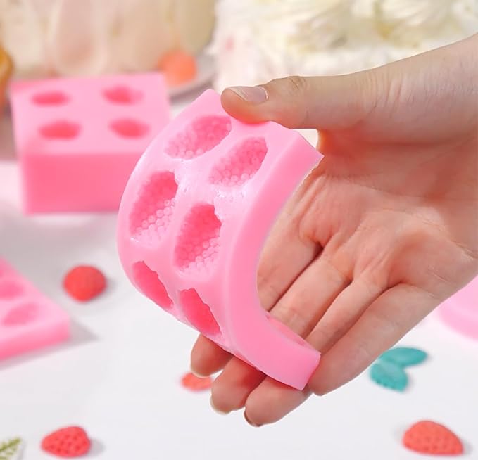 5 Pcs Strawberry Baking Mold Silicone,Flowers Silicone Mold,3D Flower Strawberry Silicone Fruit Shape Pastry Mold for Soap Chocolate Fondant Resin Cupcake Cake Decor