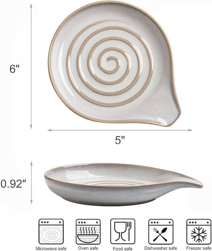 Ceramic Spoon Rest for Stove Top, Large Spoon Holder for Kitchen Counter, Heat-Resistant & Easy to Clean, Non-Stick Spatula Holder for Cooking, Coffee Spoon, Kitchen Decor, White - Image 3