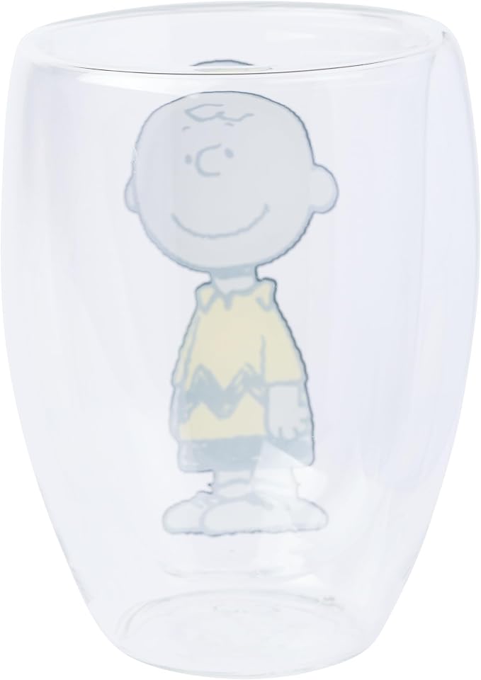 Silver Buffalo Peanuts Snoopy, 2 Pack Double Walled Glass Set, 12.5oz | Piece, Woodstock and Charlie Brown, 0.37 Liters - Image 7