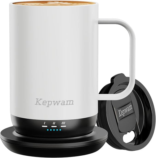 Kepwam Self-Heating Coffee Mug T1, 16oz Rechargeable Heated Coffee Mug, Smart Coffee Warmer Mug with App-Controlled,Advanced Temperature-Controlled Heating Coffee Gifts for Women Men Coffee Lover by Kepwam