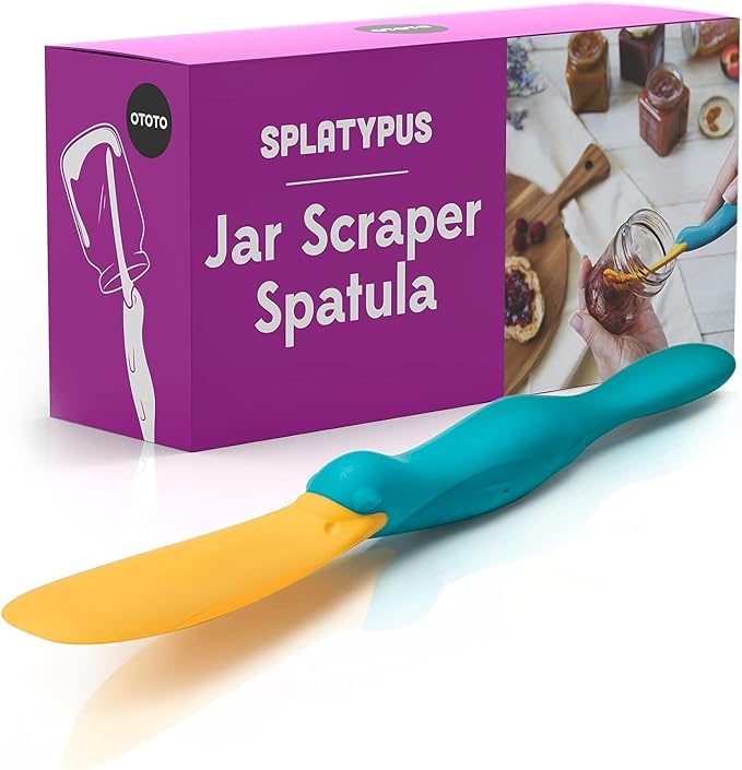 OTOTO Splatypus Jar Spatula for Scooping and Scraping - Unique Fun Cooking Kitchen Gadgets for Foodies - BPA-free & 100% Food Safe - Crepe Spreader by OTOTO