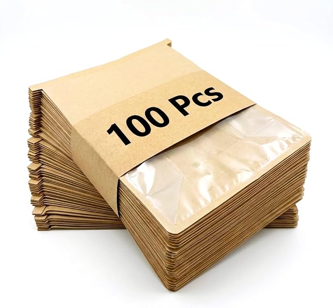 100 Pack Eco-Friendly Kraft Paper Bakery Bags with Clear Window, Reusable Tin Tie Tab Lock for Sealed Freshness, Baked Goods Packaging for Gifting and Bake Sale Large(8.7 * 11 * 4.3Inches) - Image 8